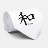 Kanji Peace Symbol in Ink Black Black Stropdas (Opgerold)