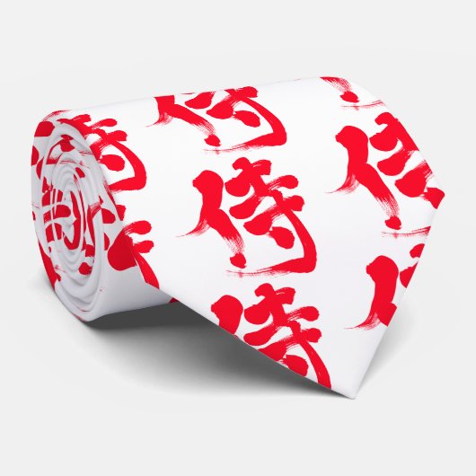 [Kanji] red Samurai Stropdas (Opgerold)