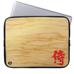 [Kanji] Samurai-bordstijl met rode letter Laptop Sleeve