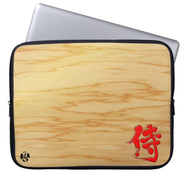 [Kanji] Samurai-bordstijl met rode letter Laptop Sleeve (Voorkant)