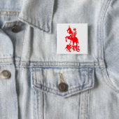 [Kanji] Samurai Spirit red character Vierkante Button 5,1 Cm (In situ)