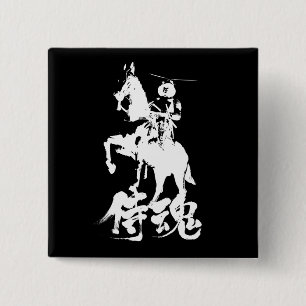 [Kanji] Samurai Spirit wit karakter Vierkante Button 5,1 Cm