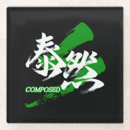 Kanji Taizen/Gecomponeerde Japanse kalligrafie Glazen Onderzetter