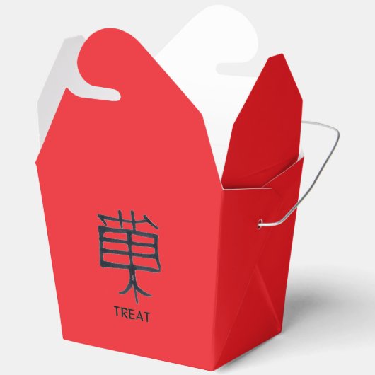 Kanji Treat black red take out box Bedankdoosjes (Open)