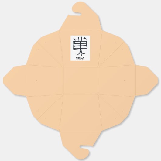 Kanji Treat black white tan take out box Bedankdoosjes (Ongevouwen)