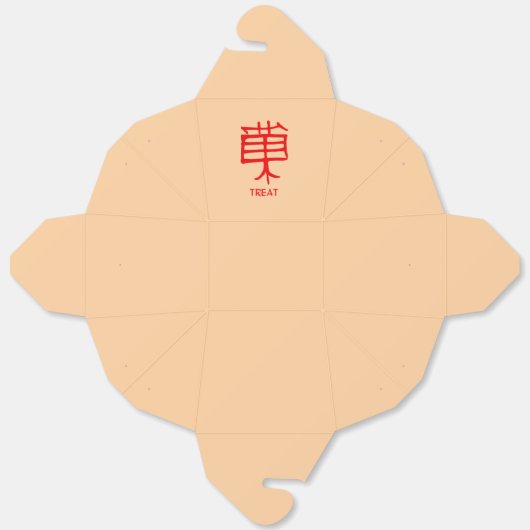 Kanji Treat red tan take out box Bedankdoosjes (Ongevouwen)