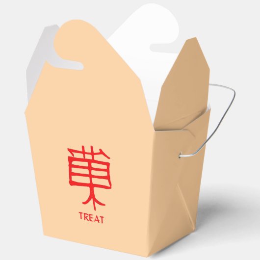 Kanji Treat red tan take out box Bedankdoosjes (Open)