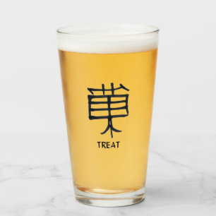 Kanji Treat zwart glas tumbler