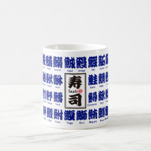 [Kanji] Vele soorten vissen (blauw) voor Sushi Koffiemok