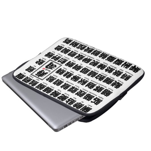[Kanji] Vele soorten vissen op Sushi Laptop Sleeve (Voorkant onderkant)