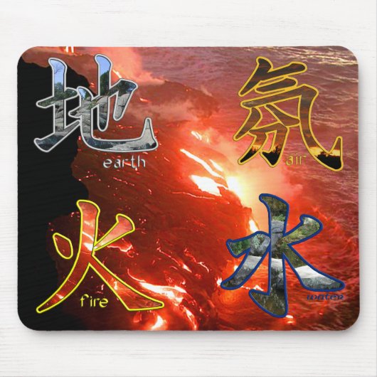 Kanji: Vier elementen - Mousepad Muismat (Voorkant)