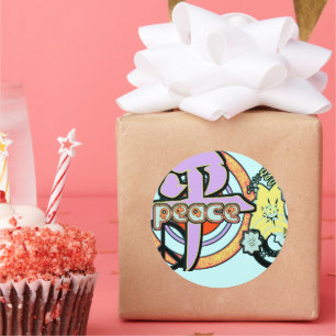 Kanji voor vrede Bloem Power Hip Cool Groovy Ronde Sticker