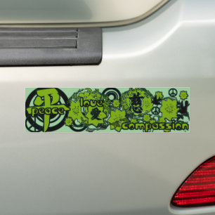 Kanji voor Vrede-Liefde-Medelijden Bumpersticker