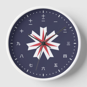 Kanji wijzerplaat met vlag van Hokkaido, Japan