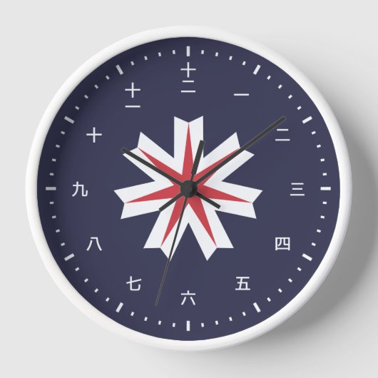 Kanji wijzerplaat met vlag van Hokkaido, Japan (Voorkant)