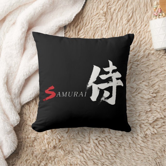 Kanjische Samurai Japanse Kalligrafie Kussen (Deken)