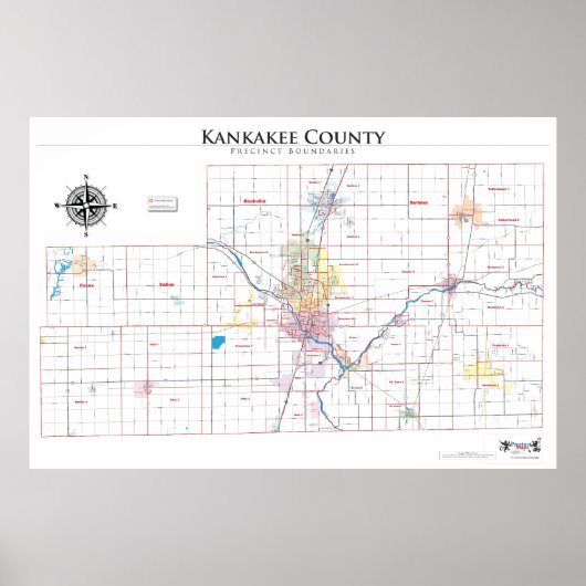 Kankakee County Precinct Map Poster (Voorkant)