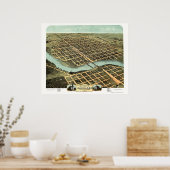 Kankakee, IL Panorama Map - 1869 Poster (Keuken)