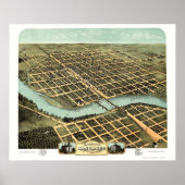 Kankakee, IL Panorama Map - 1869 Poster (Voorkant)