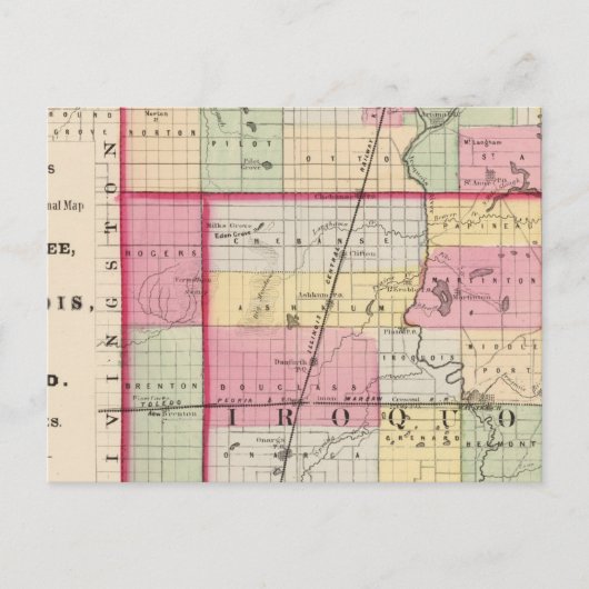 Kankakee, Iroquois, Ford counties Briefkaart (Voorkant)