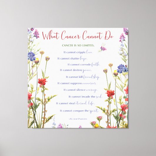 Kanker Aanmoediging Wildbloemen Canvas Afdruk (Voorkant)