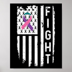 Kanker Amerikaanse vlag bewustzijn Poster