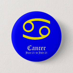 KANKER ASTROLOGISCH TEKEN, SYMBOOL ZODIAC RONDE BUTTON 5,7 CM