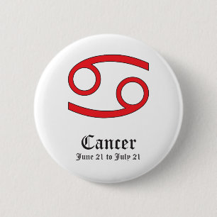 KANKER ASTROLOGISCH TEKEN, SYMBOOL ZODIAC RONDE BUTTON 5,7 CM