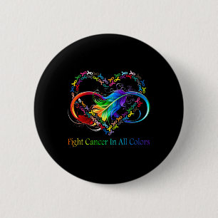 Kanker bestrijden in alle kleurenrib tegen kanker ronde button 5,7 cm