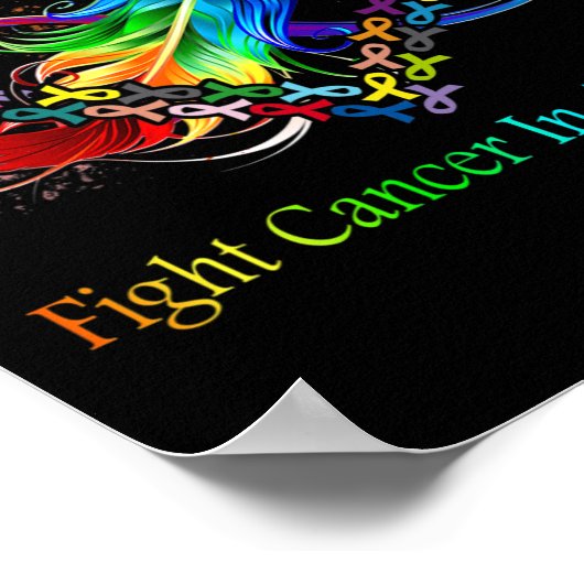 Kanker bestrijden in alle kleurenrib voor kankerbe poster (Hoek)