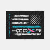 Kanker Bewustzijn Blauw Roze Blauwgroen Ribbon Fig Fleece Deken (Voorkant (Horizontaal))