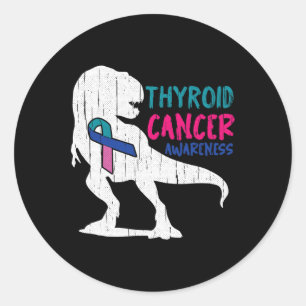Kanker Bewustzijn Cool T-rex Warrior Survivor Figh Ronde Sticker