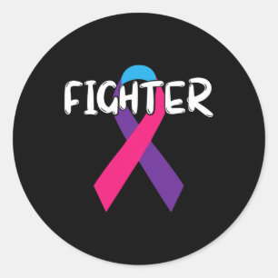 Kanker Bewustzijn Fighter Ondersteuning Ribbon Gif Ronde Sticker