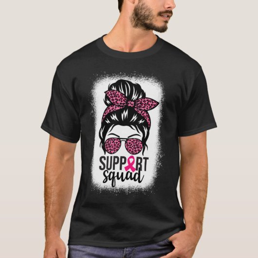 Kanker Bewustzijn Support-Squad Messy Bun Warrior T-shirt (Voorkant)