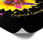 Kanker Bewustzijn Zonnebloem Vlinder Gift Overleve Poster (Hoek)