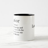 Kanker bij aankomst, kankerbestrijder voor haar tweekleurige koffiemok (Center)