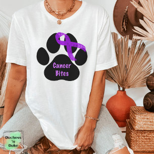 Kanker Bijt Hond Poot Paarse Lint Alvleesklier T-shirt