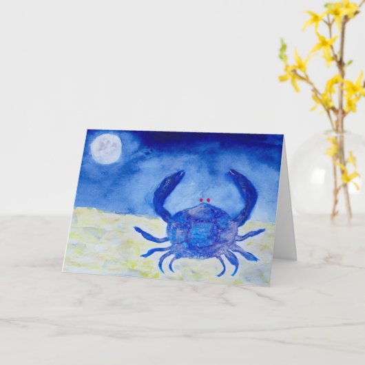 Kanker Blauw Zodiac Symbool Verjaardag Kaart (Gele Bloem)