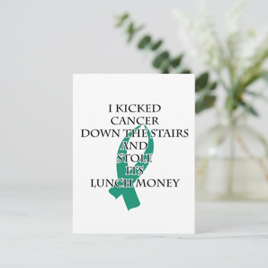 Kanker Bully (Blauwgroen lint) Briefkaart (Staand voorkant)