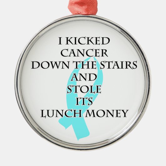 Kanker Bully (Light Blue Ribbon) Metalen Ornament (Voorkant)