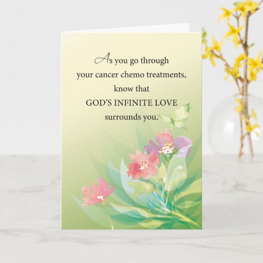 Kanker Chemo Religieuze Support Greenery Flowers Kaart (Gele Bloem)