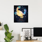 Kanker Constellatie Zodiac Waterverf Sterrenstelse Poster (Thuiskantoor)