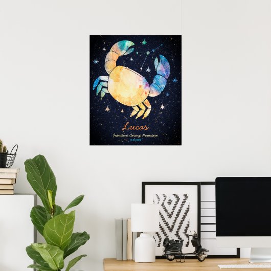 Kanker Constellatie Zodiac Waterverf Sterrenstelse Poster (Thuiskantoor)