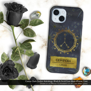 Kanker Dark Zodiac Astrologie: Zwart & Goud iPhone 16 Hoesje