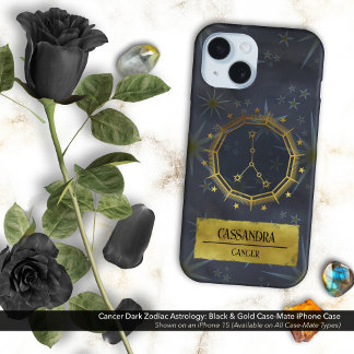 Kanker Dark Zodiac Astrologie: Zwart & Goud iPhone 16 Hoesje