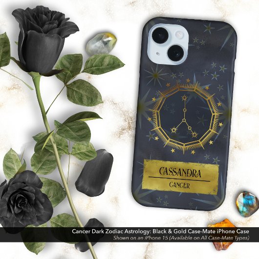 Kanker Dark Zodiac Astrologie: Zwart & Goud Case-Mate iPhone Case