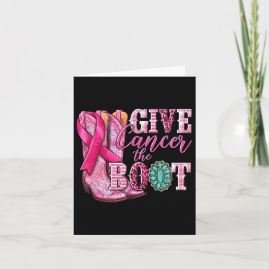 Kanker De Boot Cowgirl Borstkanker Roze Lint Kaart (Voorkant)