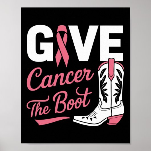 Kanker De Boot Cowgirl Borstkanker Roze Lint Poster (Voorkant)