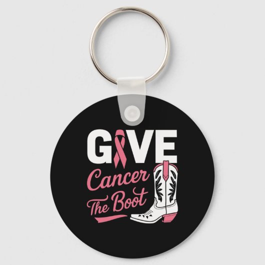 Kanker De Boot Cowgirl Borstkanker Roze Lint Sleutelhanger (Voorkant)