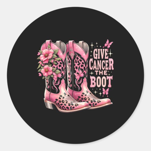 Kanker De Boot Westers Cowgirl Boots Borstkanker Ronde Sticker (Voorkant)